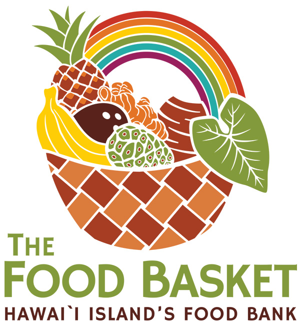 Hawaii Food Basket logo. It reads, The Food Basket. Hawaii Island's Food Bank.